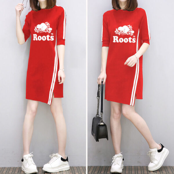 【買一送一】爆款特價！夏季新款ROOTS海狸時尚修身圓領長裙：圖片 5