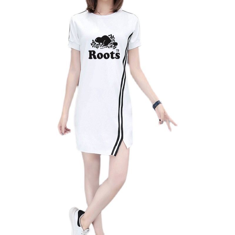 【買一送一】爆款特價！夏季新款ROOTS海狸時尚修身圓領長裙